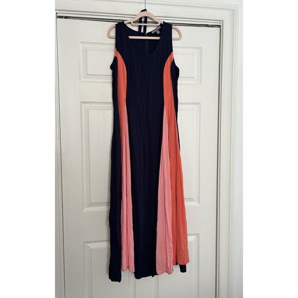 Jessica London Navy Sunset Color Block Tank Maxi Dress Size 14W - Picture 2 of 12